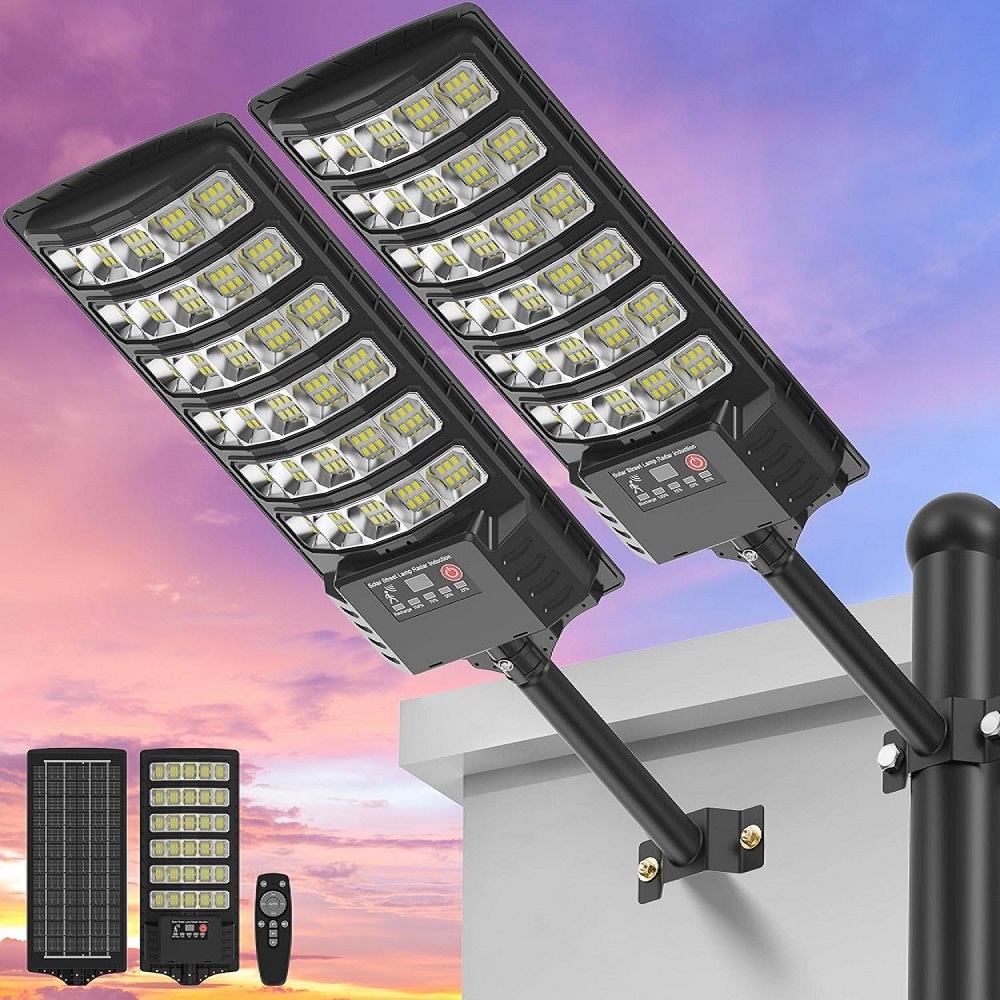 Outdoor Lighting Dusk To Dawn - Solar Street Light with Pole Mount,