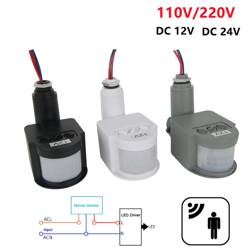 Outdoor Lighting With Outlet - 12V Motion Sensor 220V/110V PIR Movement