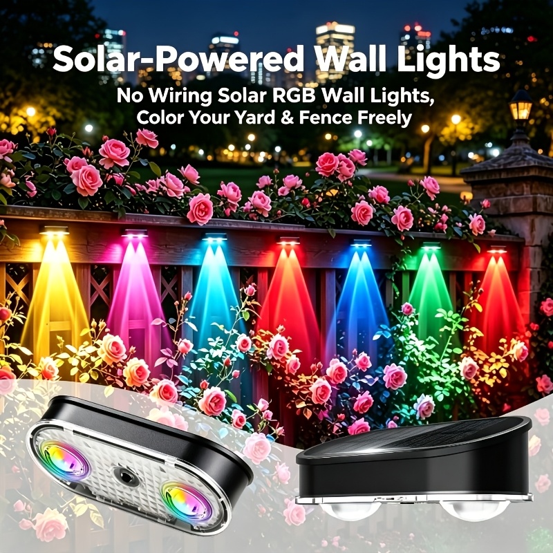 Outdoor Lighting Dusk To Dawn - RGB Solar Fence Light IP44, 8