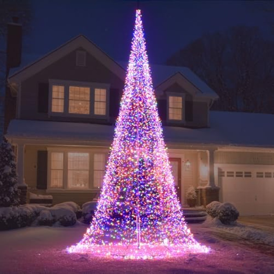 Outdoor Lighting Install - Outdoor Flagpole LED Christmas Tree 33FT