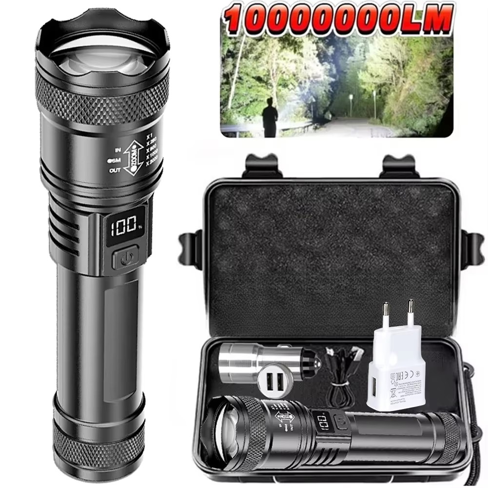 Outdoor Lighting Diy - Rechargeable LED Flashlight Zoomable Torch with