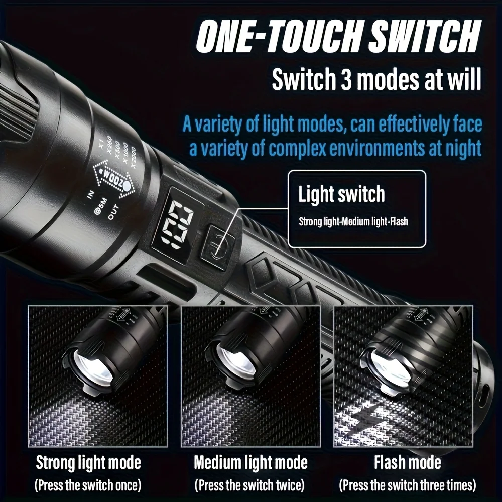 Tactical LED Flashlight 2000LM - Outdoor Lighting Usb review and price