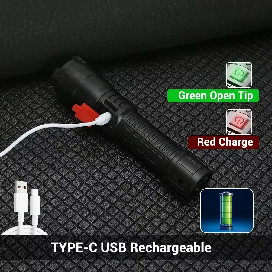 Tactical LED Flashlight 2000LM - Outdoor Lighting Usb review and price