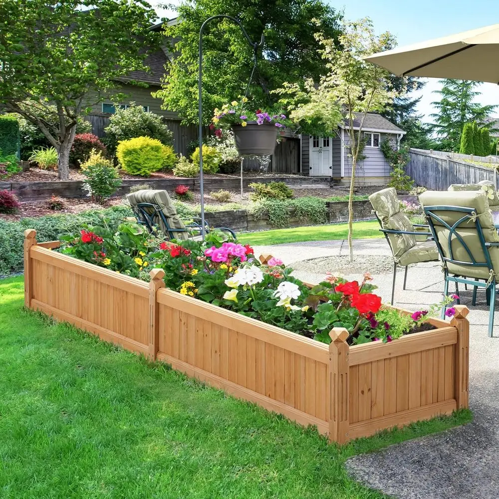 Light Brown Wooden Raised Gard - Outdoor Lighting Box review and price