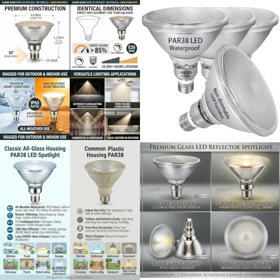 Glass Reflector PAR38 LED Bulb - Led Flood Light review and price