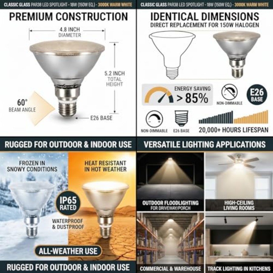 Glass Reflector PAR38 LED Bulb - Led Flood Light review and price