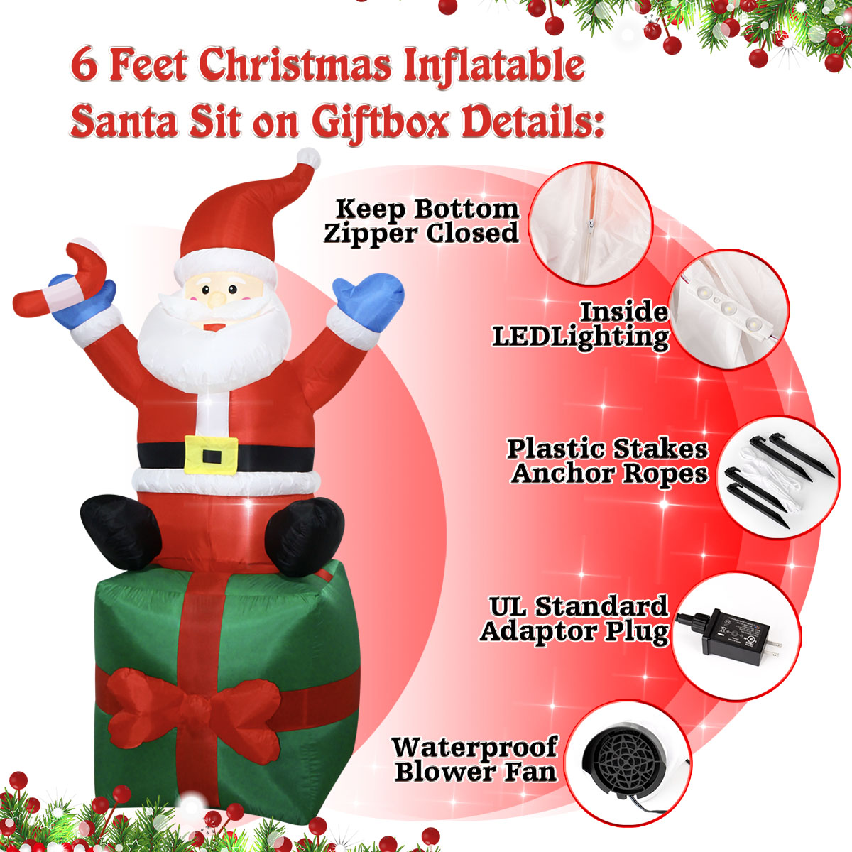 6 FT Christmas Inflatables San - Outdoor Lighting Box review and price