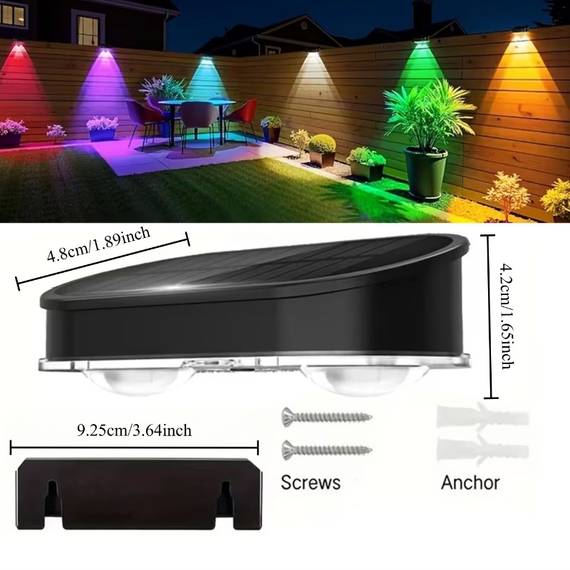 RGB Solar Fence Light IP44, 8  - Outdoor Lighting Dusk To Dawn review and price