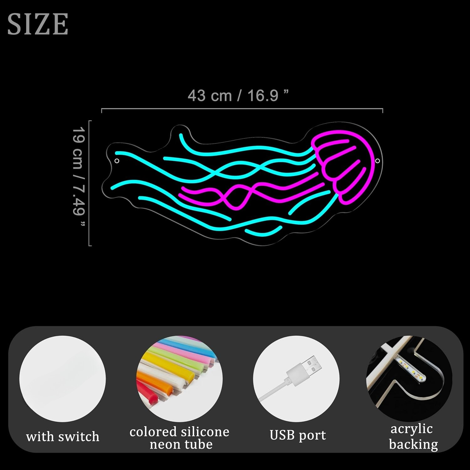 Jellyfish Neon Sign USB Dimmab - Outdoor Lighting Jellyfish review and price